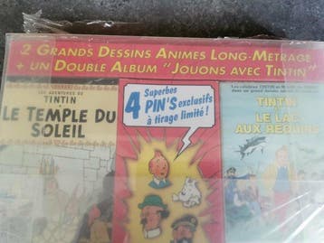 Tintin - Pochette 2 K7 VHS + 4 Pins - 1991, Nieuw