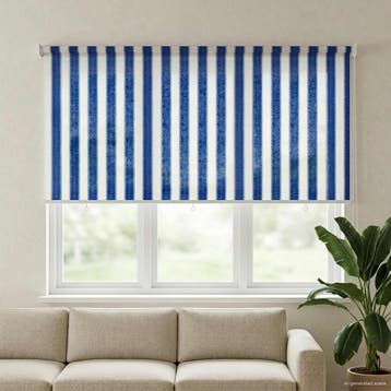 vidaXL Buitenrolgordijn 90% UV-blok Blauwe en Witte Streep, Verzenden, Nieuw
