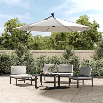 vidaXL Zweefparasol met LED-verlichting en metalen paal 300, Verzenden, Nieuw