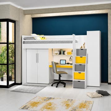 Almila Neo Complete Kinderkamer Set Hoogslaper met Bureau en, Nieuw