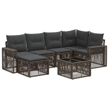 vidaXL Tuinbank Set 7 pcs Grijs en Donkergrijs poly rattan, Verzenden, Nieuw
