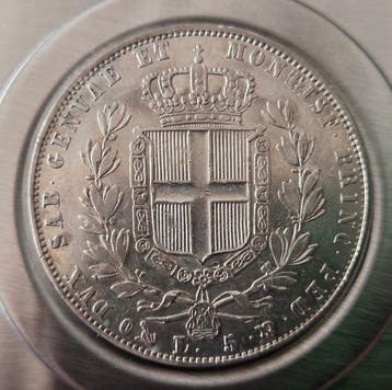 Koninkrijk Sardinië. Carlos Alberto. 5 Lire 1849 (Zonder