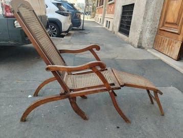 Chaise longue - Noyer, paille de Vienne - Chaise longue