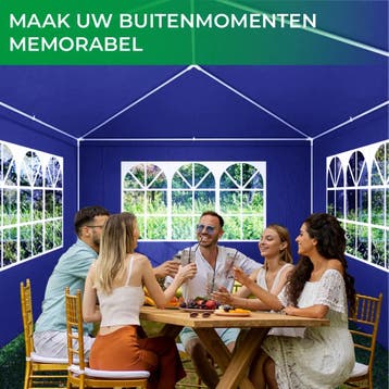 MaxxGarden Partytent 3x6m met zijwanden - Blauw  Retourdeal, Ophalen of Verzenden, Nieuw