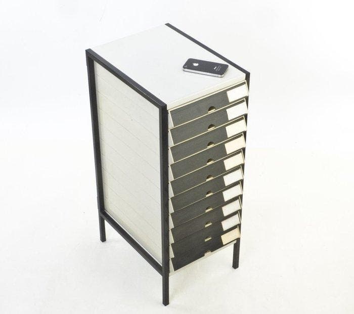Commode - Conteneur - Acier - Rangement de bureau DIN A4, Antiquités & Art, Art | Objets design