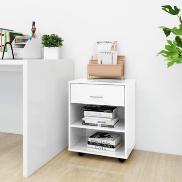 vidaXL Rolkast 46x36x59 cm bewerkt hout hoogglans wit, Verzenden, Nieuw