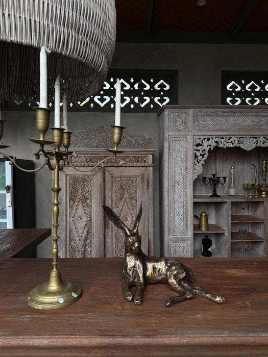 Beeld, No Reserve Price - Bronze Resting Hare - 22 cm -, Antiek en Kunst, Curiosa en Brocante