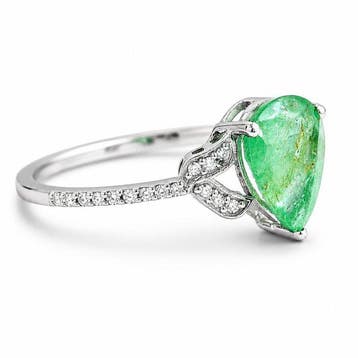 Zonder minimumprijs - Ring Platina - 2.25ct. tw. Smaragd -, Handtassen en Accessoires, Ringen, Nieuw