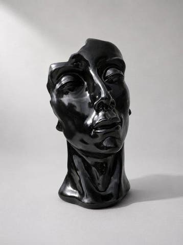 Beeld, statue head in black color - 50 cm - polyresin