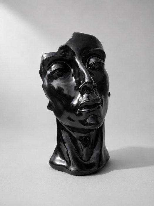 Beeld, statue head in black color - 50 cm - polyresin, Antiek en Kunst, Curiosa en Brocante