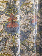 Stof William Morris damast blauw duif - 300x280 cm -