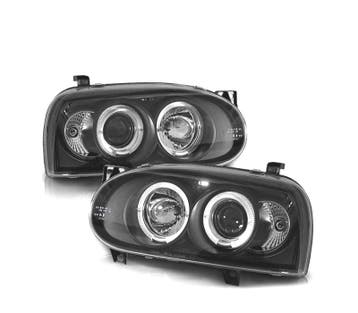 PHARES VOLKSWAGEN VW GOLF 3 ANGEL EYES FOND NOIR H1 H1, Verzenden