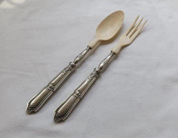 Couverts de service à salade (2) - Argent 950 - 1900-1910,, Antiquités & Art