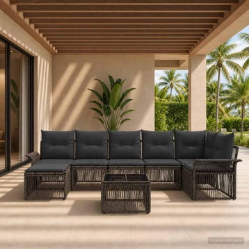 vidaXL Tuinbank Set 8 st Grijs poly rattan, Tuin en Terras, Verzenden, Nieuw