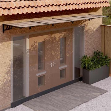 vidaXL Deurluifel 396x90 cm polycarbonaat zwart, Verzenden
