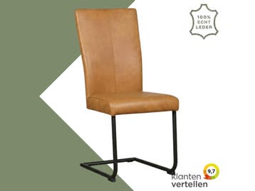 Leren eetkamerstoel Dry - Granada Sahara (cognac) -, Bruin, Nieuw, Leer, Ophalen of Verzenden