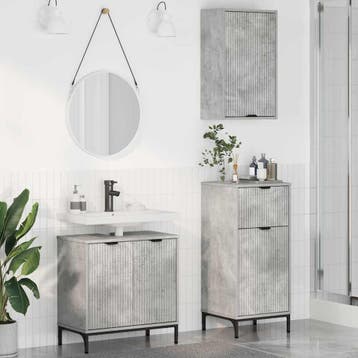 vidaXL Badkamermeubel Set 3 st Beton Grijs Samengesteld Hout, Verzenden