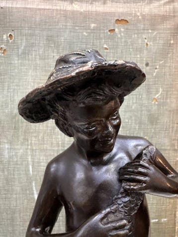 Giovanni Varlese - sculptuur, Pescatoriello - 40 cm - Brons,, Antiek en Kunst, Antiek | Keramiek en Aardewerk