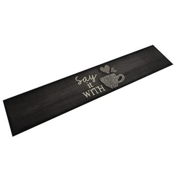 vidaXL Keukenmat wasbaar kopjeprint 60x300 cm fluweel zwart, Verzenden