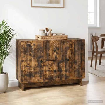 vidaXL Dressoir met lade Gerookt eiken 89 x 34,5 x 60 cm, Huis en Inrichting, Kasten | Dressoirs, Verzenden, Nieuw