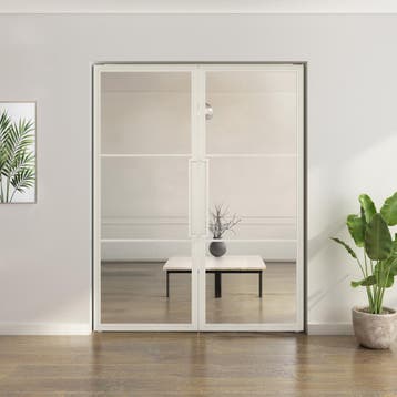 Dubbele stalen taatsdeur - 3 Vlaks - Wit - Moderne look, Doe-het-zelf en Bouw, Nieuw, Metaal, Overige typen, 200 tot 215 cm