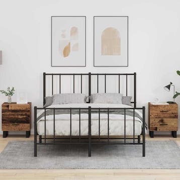 vidaXL Nachtkastje 2 st Oud Hout en Zwart 40 x 35 x 47,5 cm, Verzenden, Nieuw