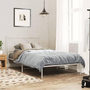 vidaXL Bedframe met hoofdbord metaal wit 100x200 cm, Verzenden, Nieuw