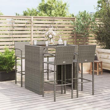 vidaXL 5-delige Tuinbarset poly rattan grijs, Tuin en Terras, Verzenden, Nieuw