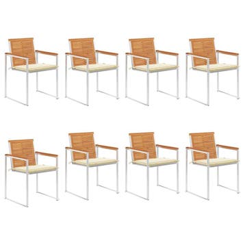 vidaXL Tuinstoelen 8 st met kussens massief acaciahout, Verzenden, Nieuw