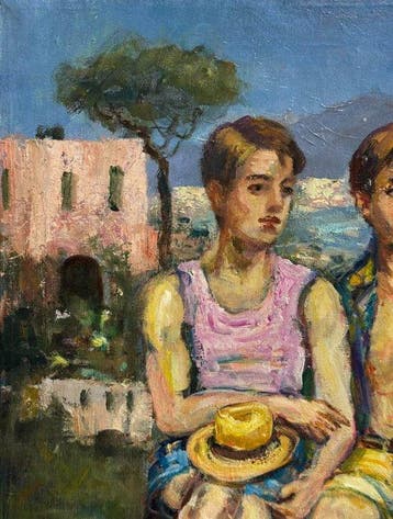Italiaanse school (XX) - Due personaggi, Antiek en Kunst