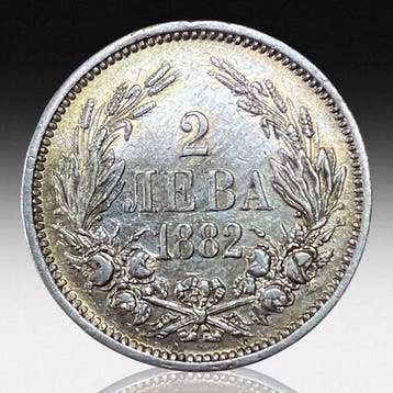 Bulgarije. 2 Leva - Alexander I, silver 1882 (Zonder