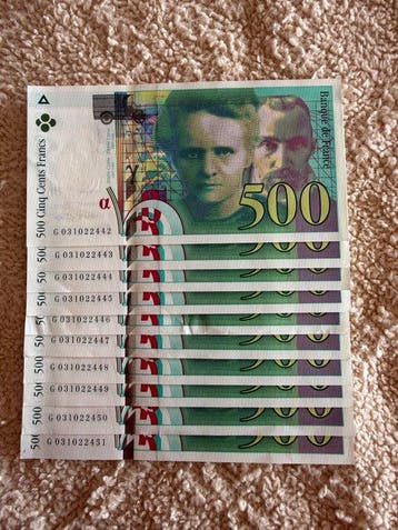 Frankrijk. - 10 x 500 Francs 1995 - Pick 160 (Zonder