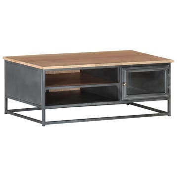vidaXL Salontafel 90x50x35 cm massief acaciahout grijs, Verzenden