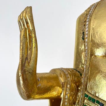 Beeld, 110 cm - Fine Thai standing gilded wooden Buddha, Antiek en Kunst