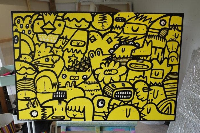 Kev Munday - Crowded House, Antiquités & Art, Art | Peinture | Moderne