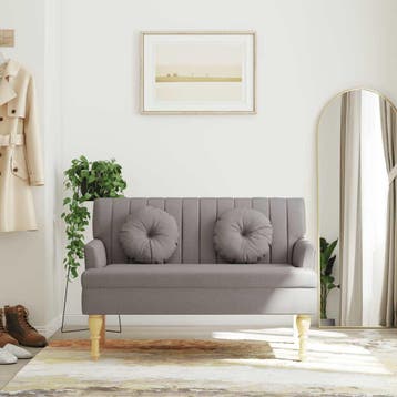 vidaXL Bankje met kussens 113x64,5x75,5 cm stof taupe, Verzenden