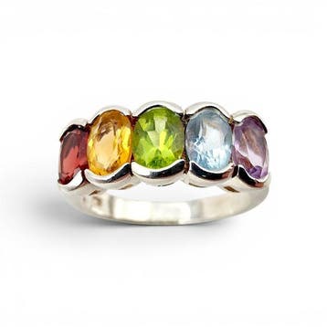 Zonder minimumprijs - Ring Zilver - Meerdere stenen, Nieuw