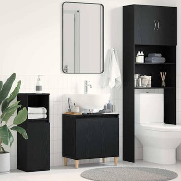 vidaXL Wastafel kabinet voor de badkamer Zwart Eiken 58 x 33, Verzenden, Nieuw