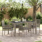vidaXL Tuin Eettafel Set 5 pcs Grijs poly rattan, Verzenden