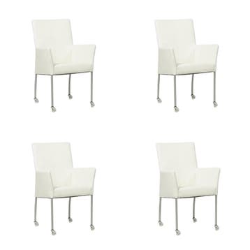 Set van 4 Leren eetkamerstoelen Comfort met wieltjes en, Ophalen of Verzenden, Nieuw, Leer, Eén