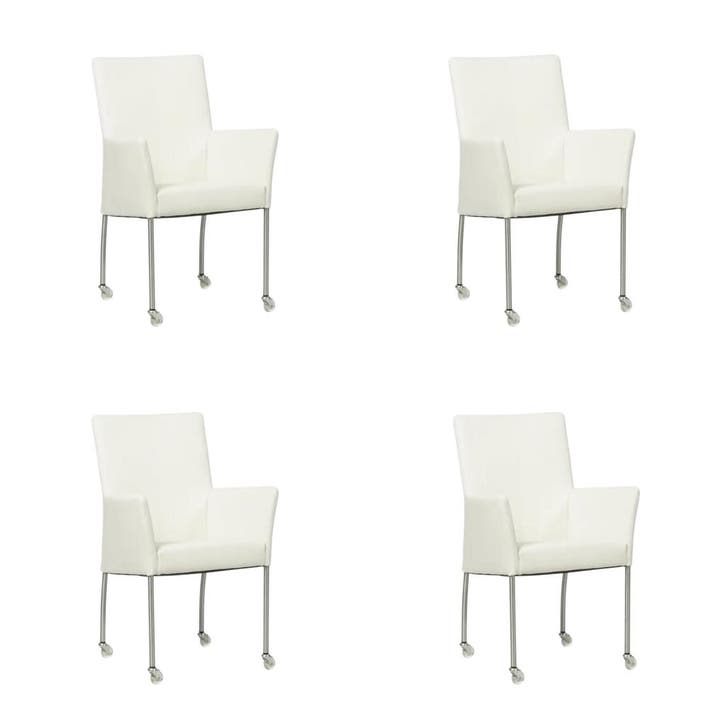 Set van 4 Leren eetkamerstoelen Comfort met wieltjes en, Huis en Inrichting, Stoelen, Nieuw, Eén, Leer, Ophalen of Verzenden