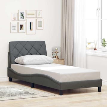 vidaXL Bedframe zonder matras 80x200 cm stof donkergrijs, Verzenden, Nieuw