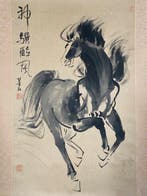 Very fine ink painting Galloping horse, signed - . - Chine, Antiquités & Art