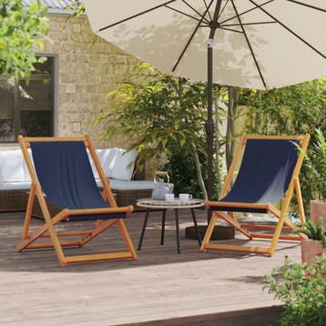 vidaXL Opklapbare stoelen, 2 stuks, blauwe stof, Verzenden