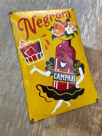 Campari - Emaille bord - CAMPARI Emaillebord 60 cm Negroni