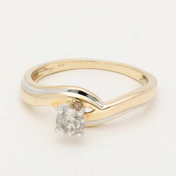 Ring - 14 karaat Geel goud, Witgoud Diamant (Natuurlijk), Nieuw