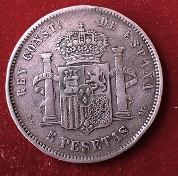 Espagne. Alphonse XIII. 5 Pesetas 1892 PGM (Sans prix de