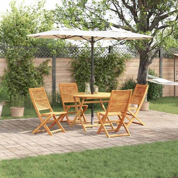 vidaXL Tuin Eettafel Set 5 st Bruin Massief Acacia Hout, Verzenden, Nieuw