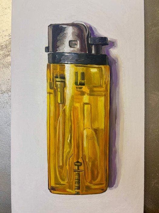 Antonio Valenzuela - Yellow lighter, Antiquités & Art, Art | Peinture | Moderne
