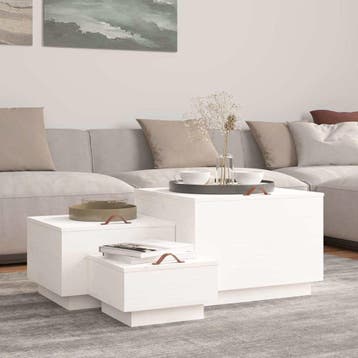 vidaXL Opbergboxen met deksels 3 st massief grenenhout wit, Verzenden, Nieuw
